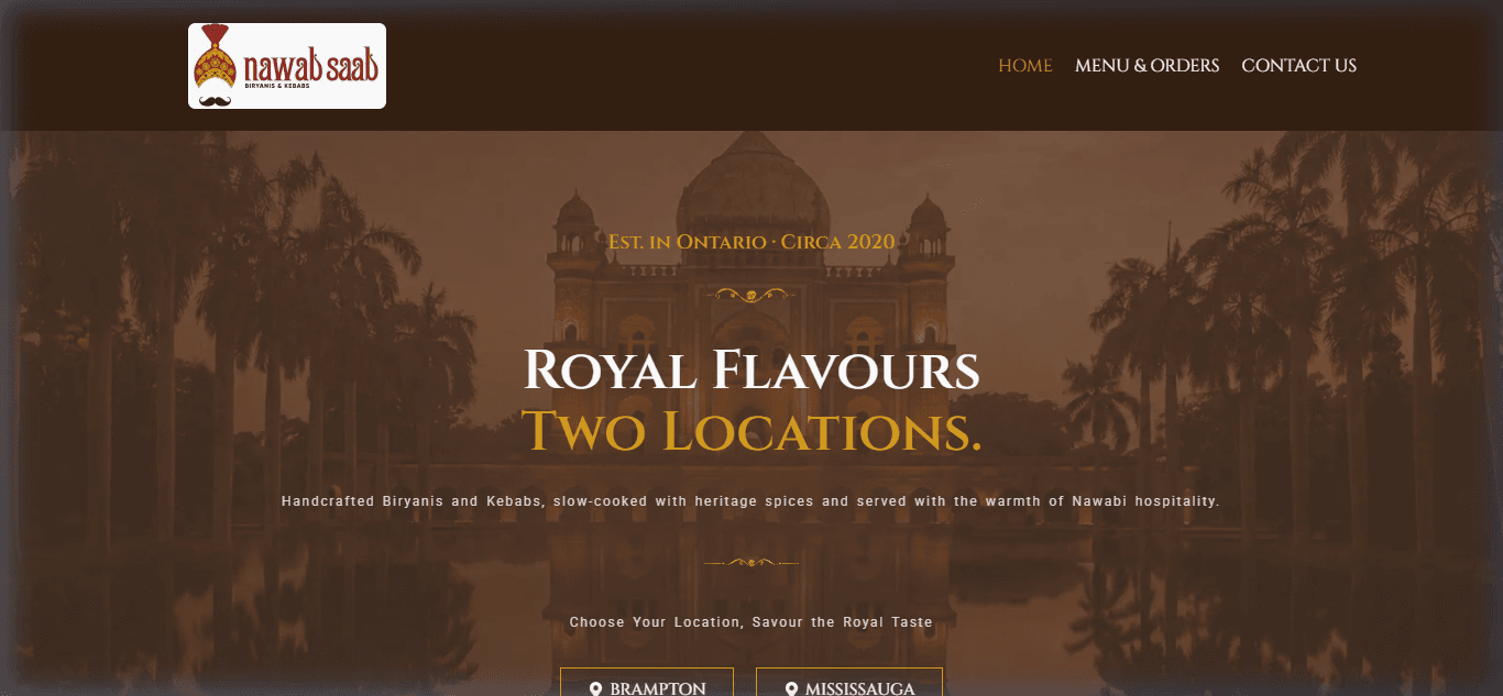 Nawab Saab - Canadian Restaurant & Reservation System